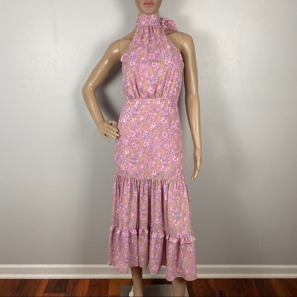 NEW LIKELY PINK FLORAL MIDI DRESS - Picture 2 of 9